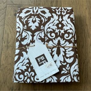 Pottery Barn Teen Dorm DAMASK Duvet Cover Size Twin / Twin XL Brown  White w